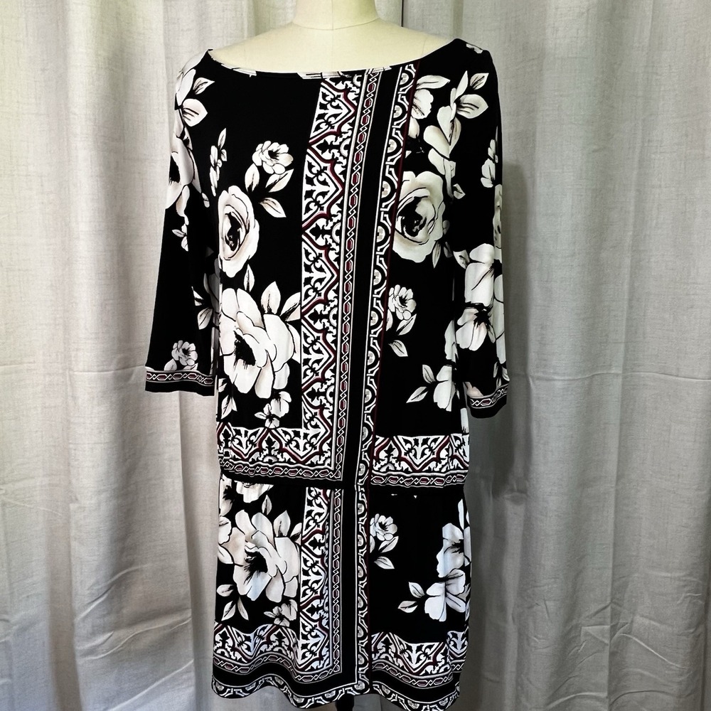 White House Black Market Large Floral Scroll Tunic Top‎ Mini Dress Boho
